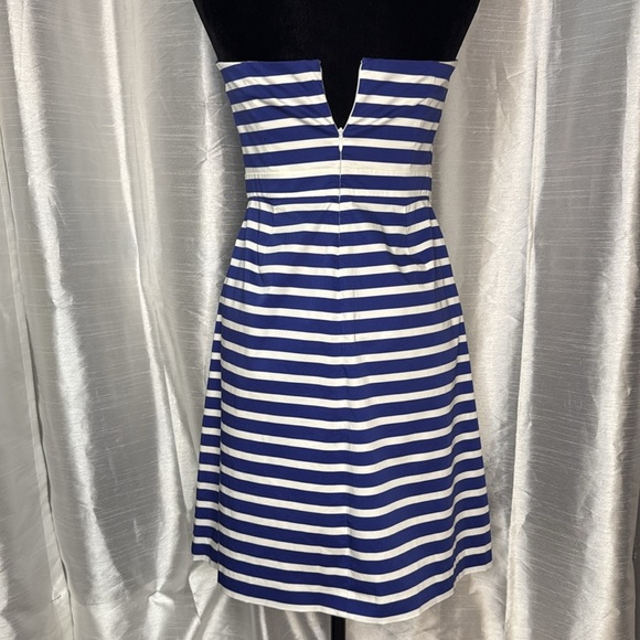 Gap Women’s Strapless Pleated Striped Zip Sz 6 Mini Dress - Picture 4 of 8